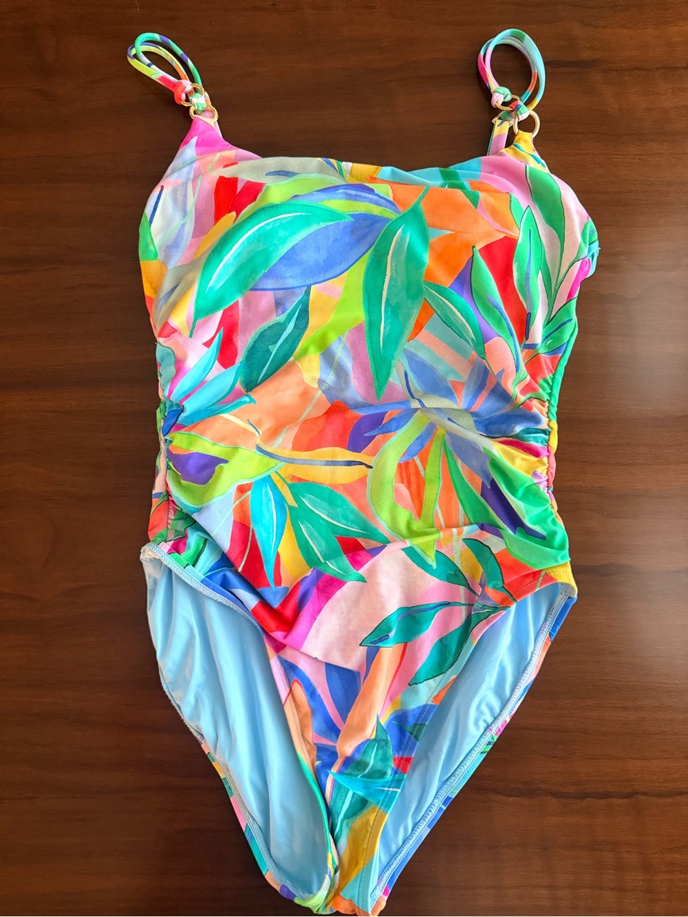 La Blanca Girls' One-Piece Swimsuit in Bright Multicolor Leaf Print
